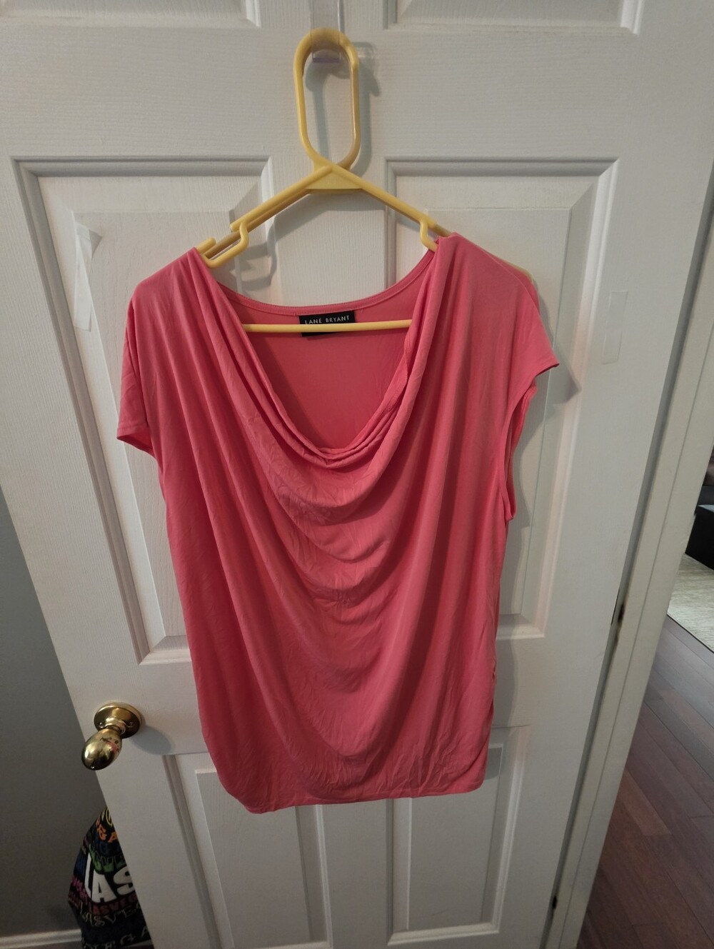Lane Bryant Pink Draped Cowl Neck Short Sleeve Top- USED_ 18/20